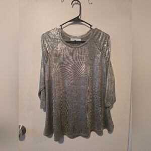 Fourteenth Place Metallic Silver Women's Top